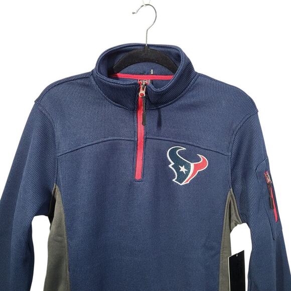NFL Houston Texans Men’s M 1/4 Zip Pullover Blue Football Waffle Knit NEW - Picture 3 of 16